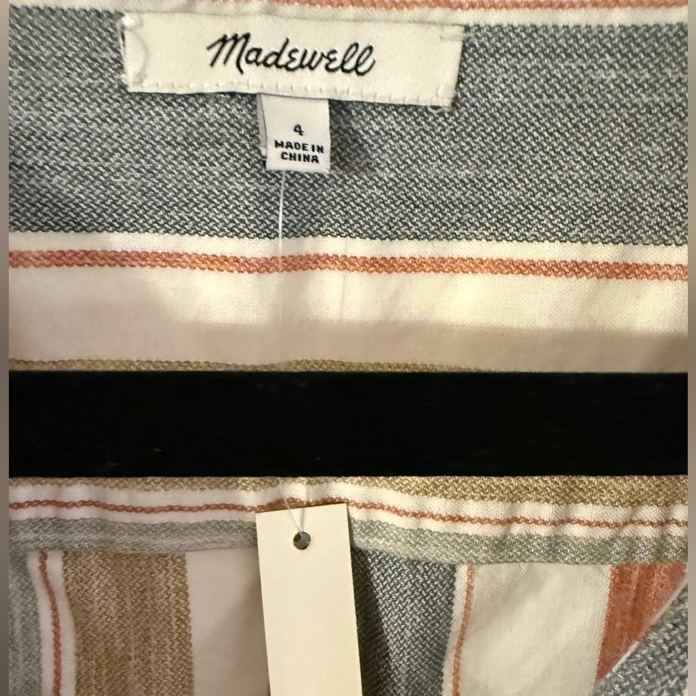 Madewell NWT Striped V-neck Jumpsuit in Gray, White, and Tan - Picture 4 of 4